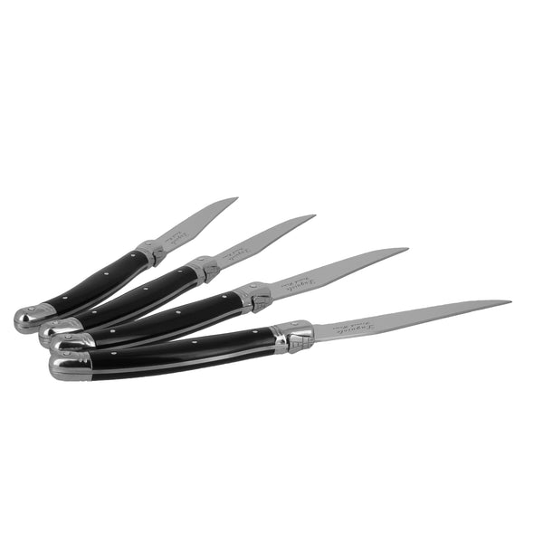 French Home Grande Connoisseur Laguiole Black Steak Knives, Set of