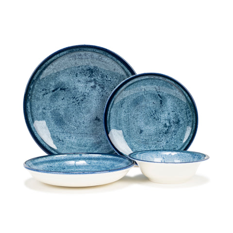 French Home, Blue Stone, Porcelain 16-Piece Dinnerware Set