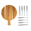 French Home Laguiole Spreaders with Mother of Pearl Handles and Wood Serving Board