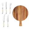 French Home Laguiole 6-Piece Ivory Artisan Cheese Knife Set and Round Wood Board