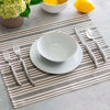 French Home Set of 4 Black and Cream Multi-Striped Placemats