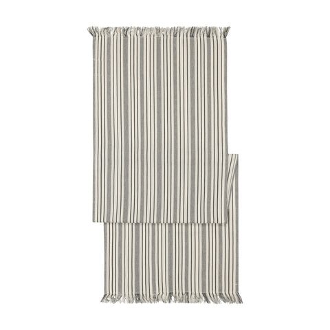 French Home 18”x 57” Black and Cream Multi-Striped Table Runner