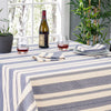 French Home 71" x 119" Blue and Cream Striped Tablecloth