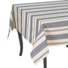 French Home 71" x 119" Blue and Cream Striped Tablecloth