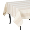 French Home 71" x 119" Cream and Tan Striped Tablecloth