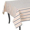 French Home 63”x 63” Cream, Blue, and Pink Striped Tablecloth