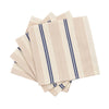 French Home Set of 4 Cream, Blue, and Pink Striped Napkins