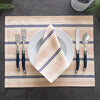 French Home Set of 4 Cream, Blue, and Pink Striped Napkins