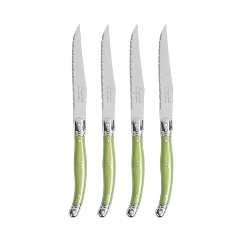 French Home Set of 4 Laguiole Steak Knives, Spring Green