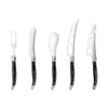 French Home Laguiole 5-Piece Artisan Cheese Knife Set with Black Pakkawood Handles