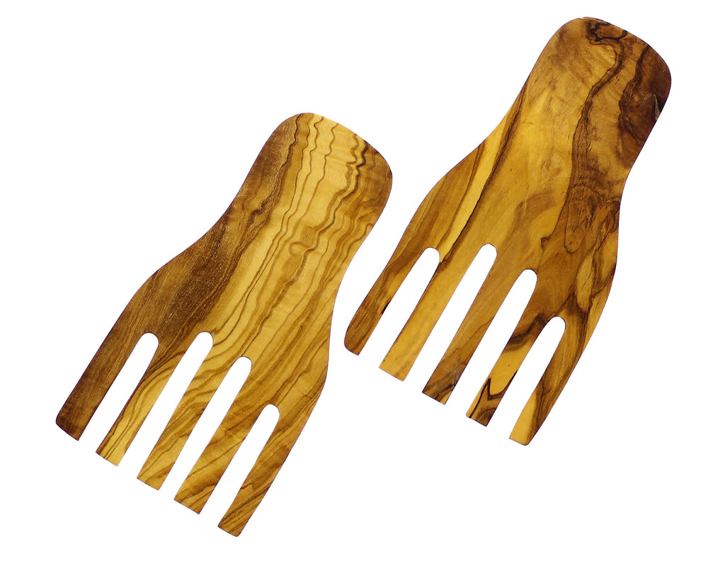 French Home Olive Wood Pair of Salad Hands, 7-inch x 4-inch