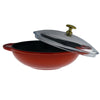 Chasseur French Enameled Cast Iron Wok with Glass Lid, 7-inch Diameter, Red
