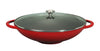 Chasseur French Enameled Cast Iron Wok with Glass Lid, 16-inch Diameter, Red