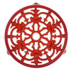 Chasseur French Fleur De Lys Enameled Cast Iron Trivet, 9-inch Diameter, Red