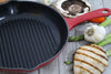 Chasseur French Round Enameled Cast Iron Grill Pan, 10-inch, Red