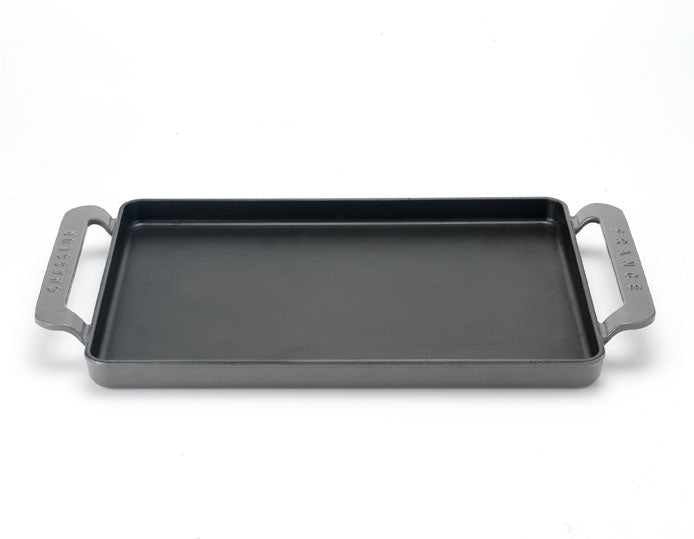 Chasseur French Rectangular Enameled Cast Iron Griddle, 14-inch, Caviar Grey
