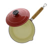 Chasseur French Enameled Cast Iron Saucepan, Lid & Wood Handle, 1.3-quart, Red