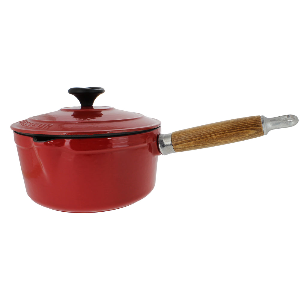 Wkm 2qt Cast Iron Saucepan With Lid Wood Handle