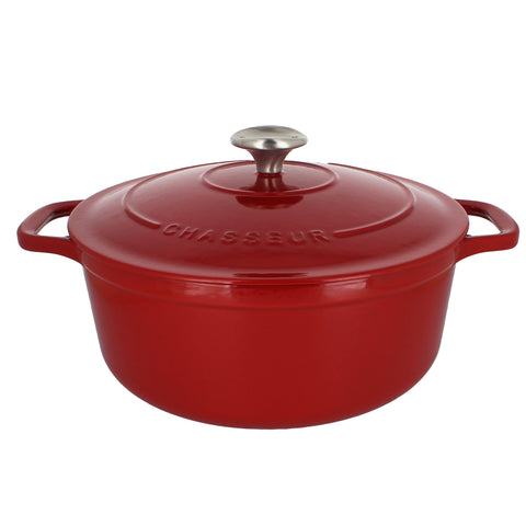 Chasseur French Enameled Cast Iron Round Dutch Oven, 5.25-quart, Red