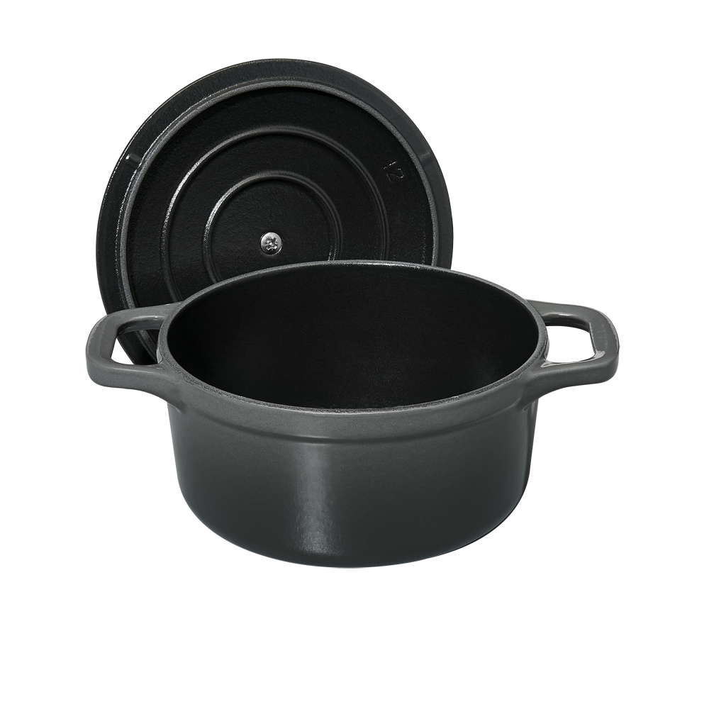 Chasseur French Enameled Cast Iron Round Dutch Oven, 1.9-quart, Caviar Grey