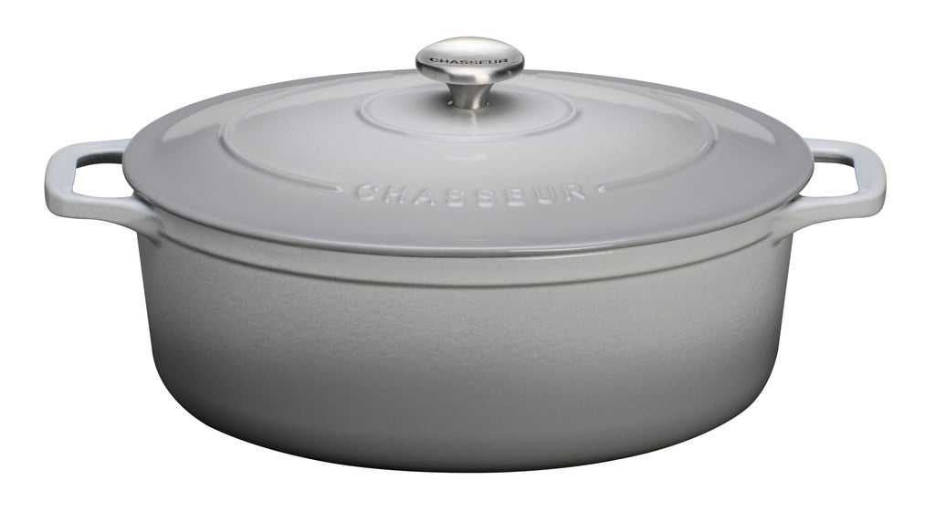 Chasseur French Enameled Cast Iron Oval Dutch Oven, 7.25-quart, Celestial Grey