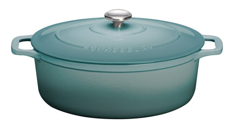 Chasseur French Enameled Cast Iron Oval Dutch Oven, 7.25-quart, Quartz Blue