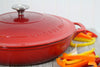 Chasseur French Enameled Cast Iron Braiser with Lid, 2.6-quart, Red
