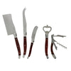 French Home Laguiole 5 Piece Cheese Knife and Wine Opener Set with Pakkawood Handles