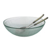 French Home Recycled Glass Birch Salad Bowl and Laguiole Servers with Faux Ivory handles