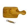 French Home Olive Wood 11-inch Cutting board with a Laguiole Pocket Knife with Cork Screw