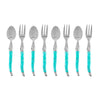 French Home Laguiole Cocktail or Dessert Spoons and Forks, Set of 8, Turquoise