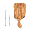 French Home Jubilee Cheese Knife, Fork, and Olive Wood Board Set - Shades of Light