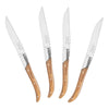 French Home Laguiole Set of 4 Connoisseur Steak Knives with Olive Wood Handles