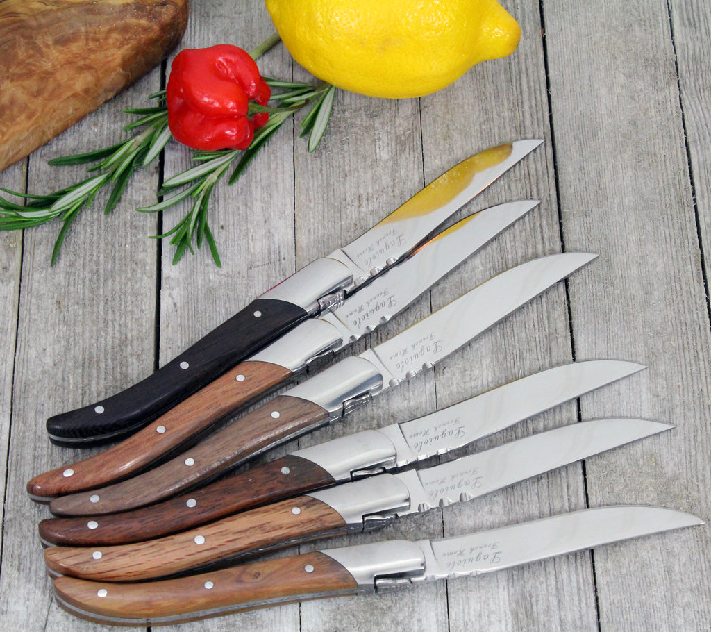 French Home Set of 6 Laguiole Connoisseur Assorted Wood Steak Knives(L –  frenchhome