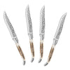 French Home Laguiole Set of 4, Connoisseur BBQ Steak Knives with Deer Horn Handles