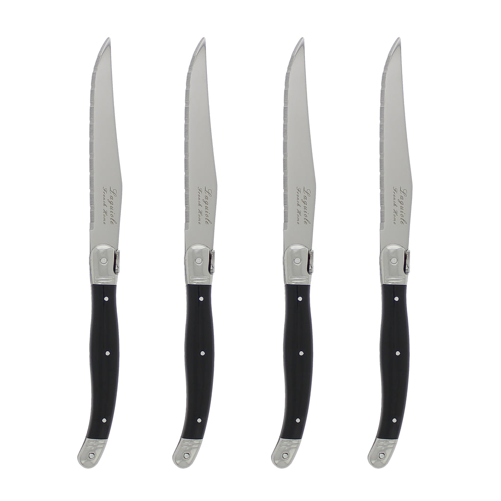 French Home Set of 4 Laguiole Black Steak Knives