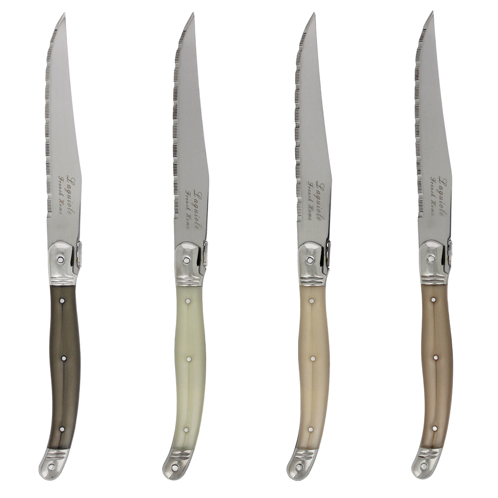 French Home Set of 4 Laguiole Neutral Tones Steak Knives – frenchhome