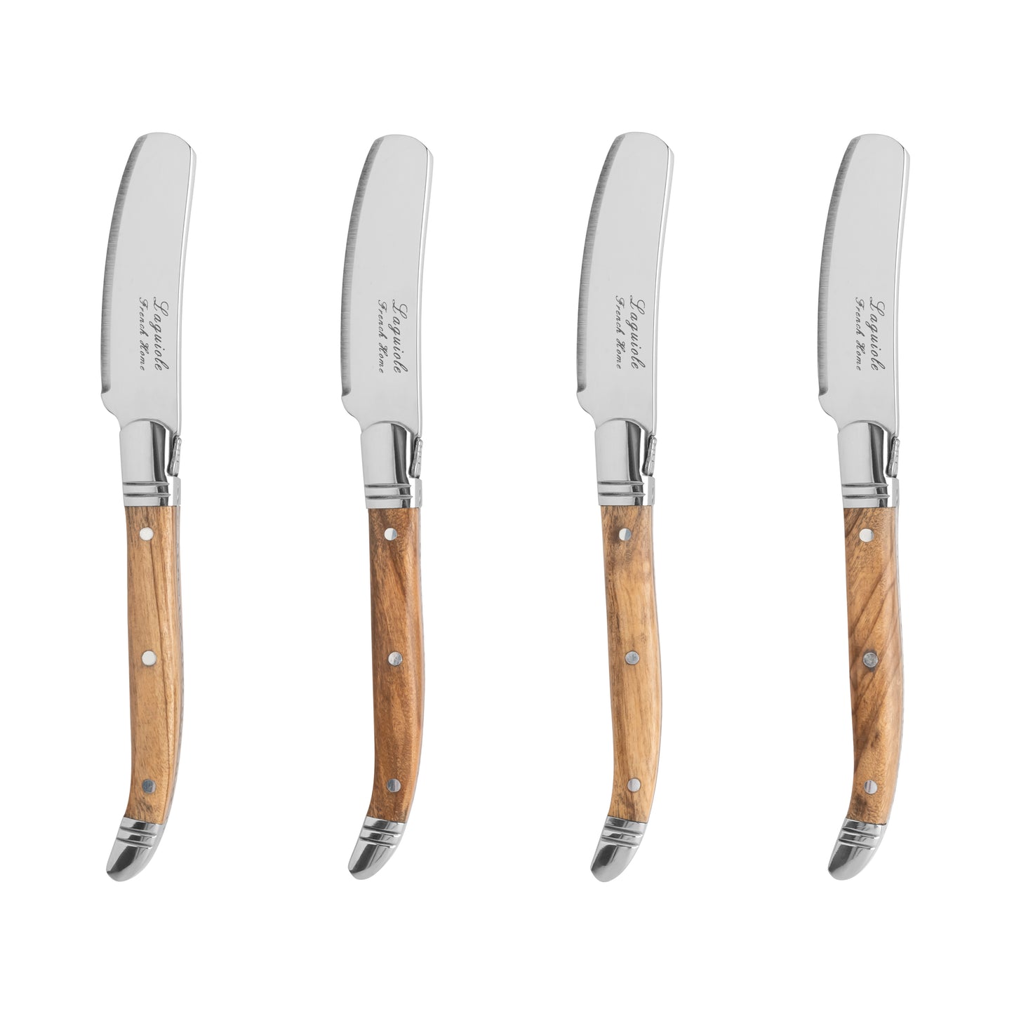French Home Connoisseur Laguiole Set of 4 Spreaders with Olive Wood Handles