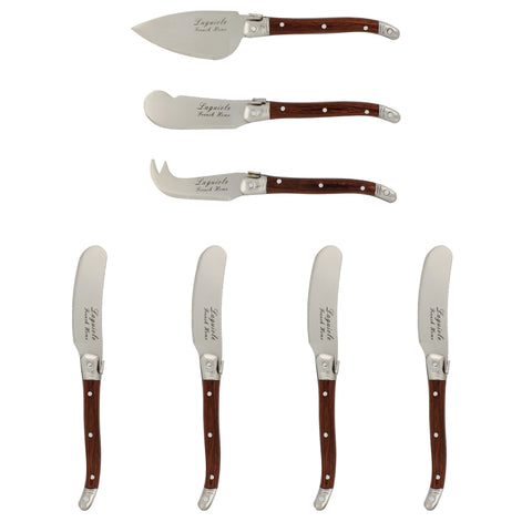 French Home 7 Piece Laguiole Pakkawood Cheese Set