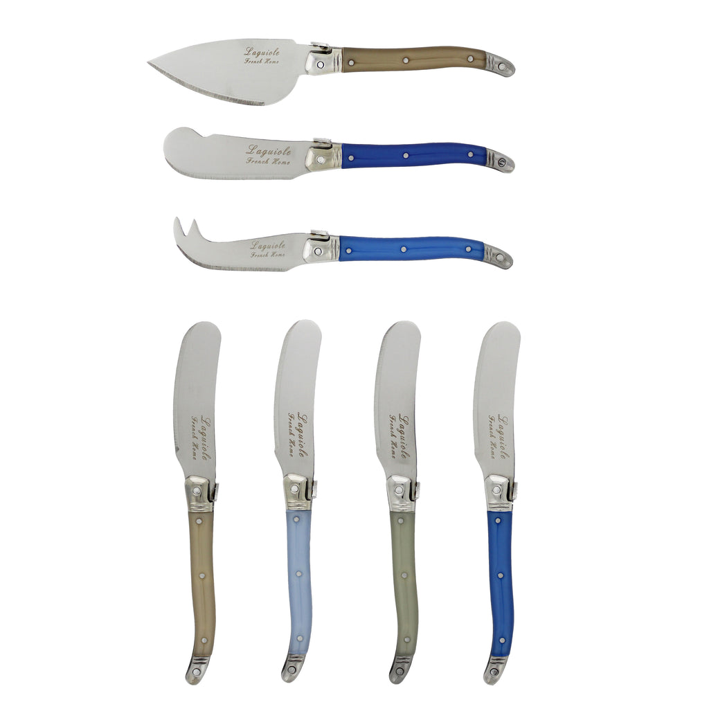 French Home 7 Piece Laguiole Cream and Blue Cheese Knife and