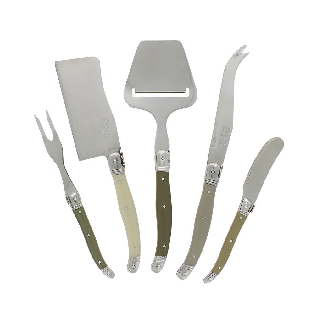 French Home 5 Piece Laguiole Mist Cheese Knife and Fork and Slicer Set