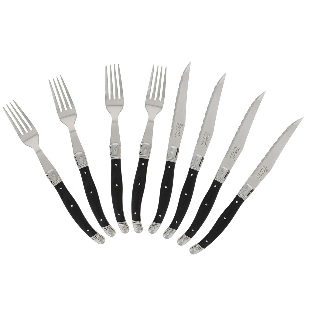 French Home 8 Piece Laguiole Faux Onyx Steak Knife and Fork Set