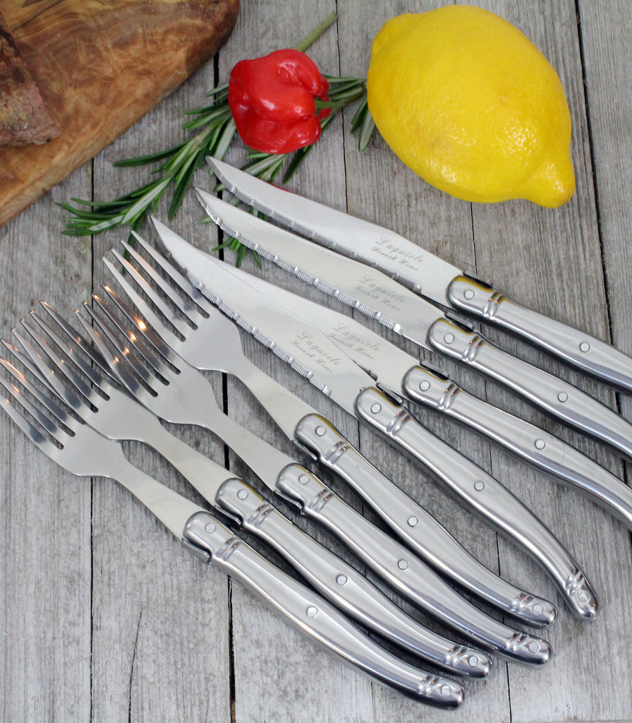 French Home 8 Piece Laguiole Stainless Steel Steak Knife and Fork