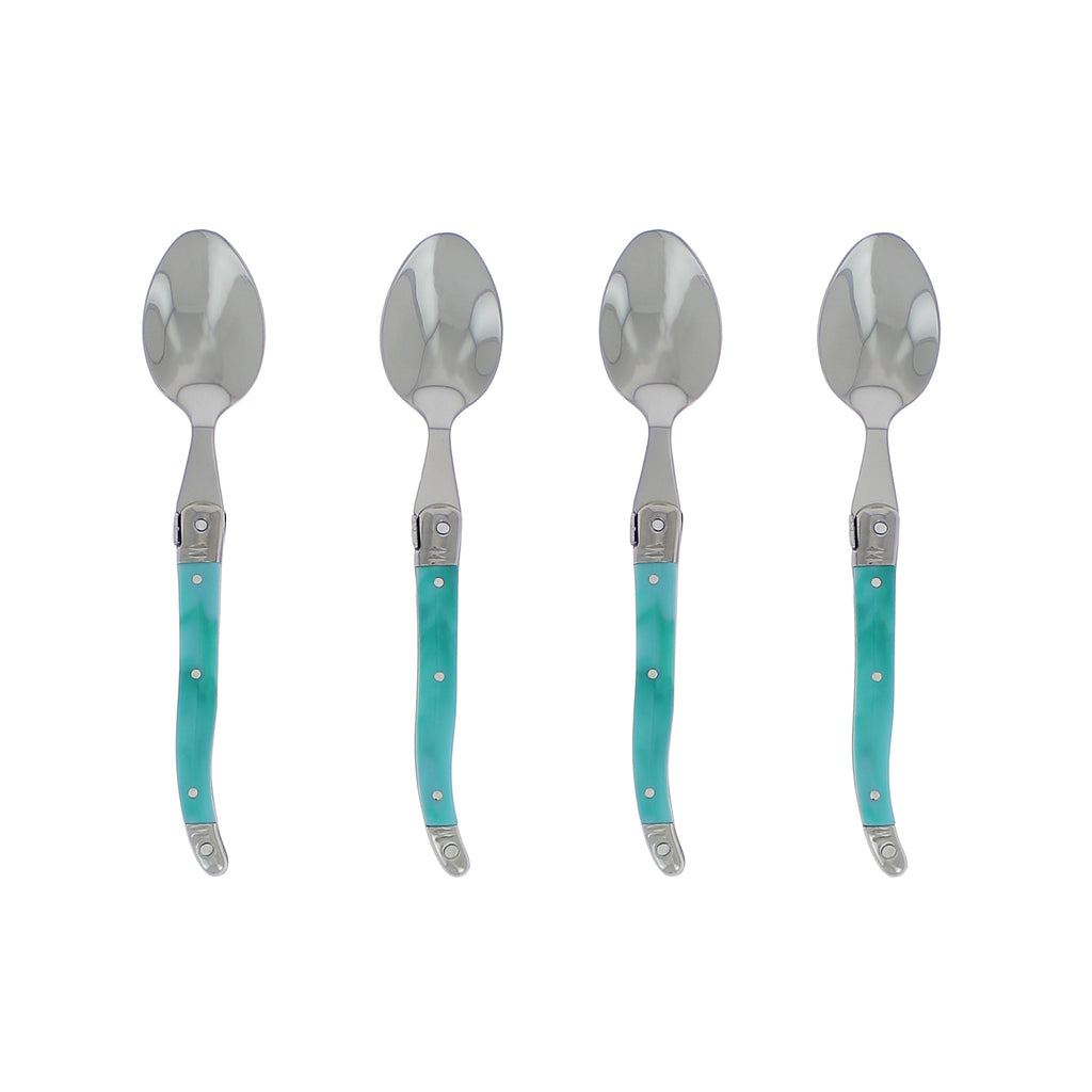 French Home Laguiole Coffee Spoons, Set of 4, Faux Turquoise