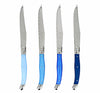 French Home Set of 4 Laguiole Steak Knives, Shades of Blue