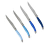 French Home Set of 4 Laguiole Steak Knives, Shades of Blue