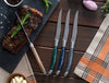 French Home Set of 4 Laguiole Steak Knives, Earth Tones