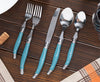 French Home Laguiole 20 Piece Stainless Steel Flatware Set, Service for 4, Aegean Teal