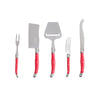 French Home Laguiole 5 Piece Cheese Knife, Fork and Slicer Set, Scarlet Red