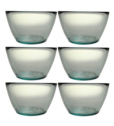 French Home Recycled Glass Vintage Soup Bowl, Set of 6